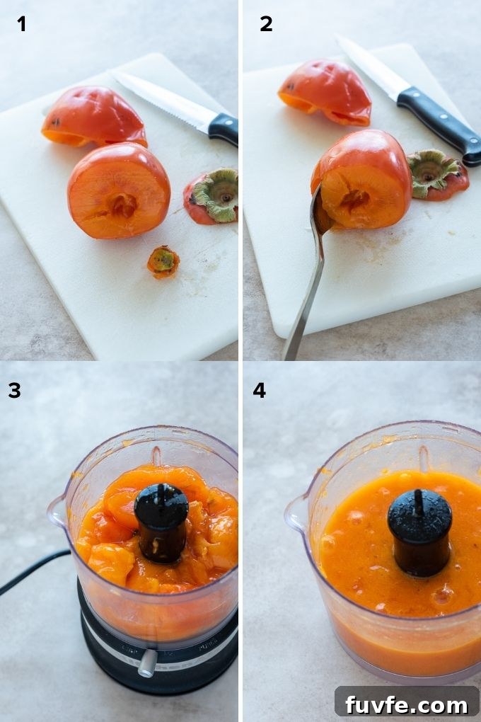 How to make persimmon pulp in a food processor