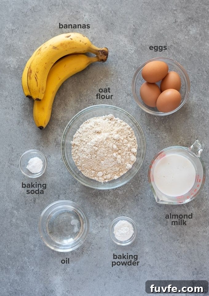 Banana oat flour waffle recipe ingredients