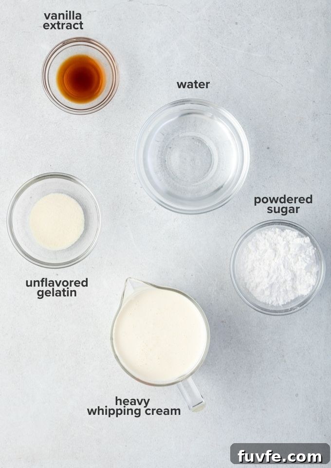 Stabilized whipped cream ingredients