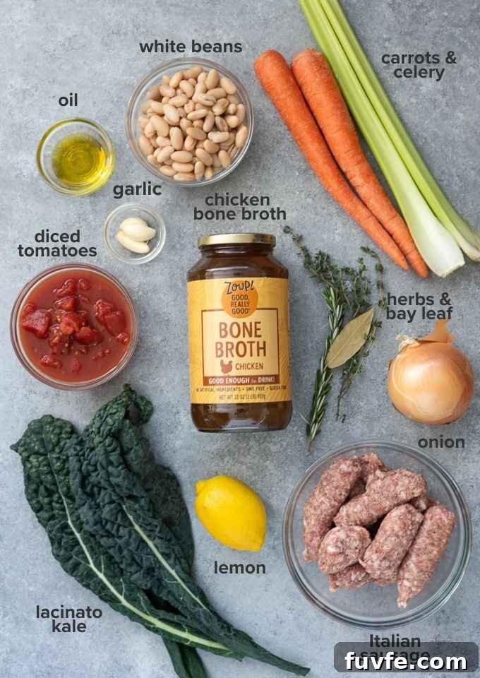 Sausage white bean kale soup ingredients