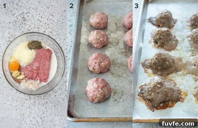 How to make baked meatballs collage