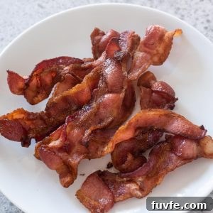 Air fryer bacon on a white plate