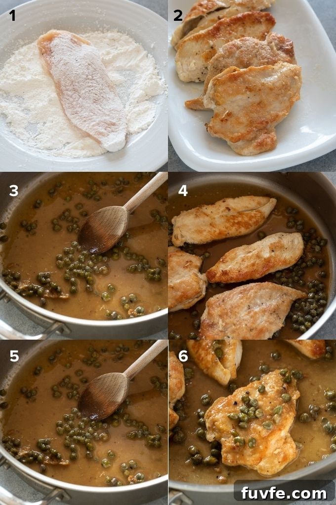Skillet Chicken Piccata with Lemon Caper Sauce 6 How to make chicken piccata collage