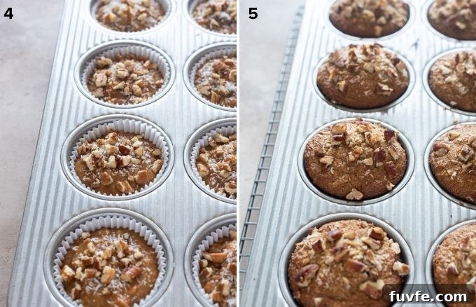 Morning glory muffins before and after baking