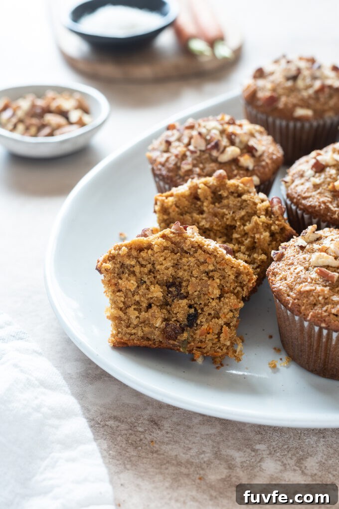 Morning Glory Muffins with oat flour cut in half.