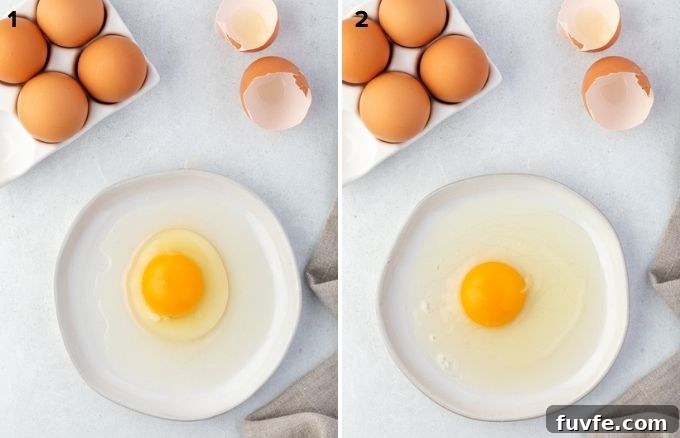 Comparison of liquid egg white in fresh and older eggs
