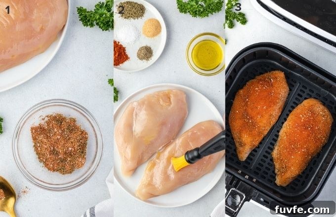 How to Make Juicy Air Fryer Chicken Breast 5 How to make chicken breast in air fryer collage