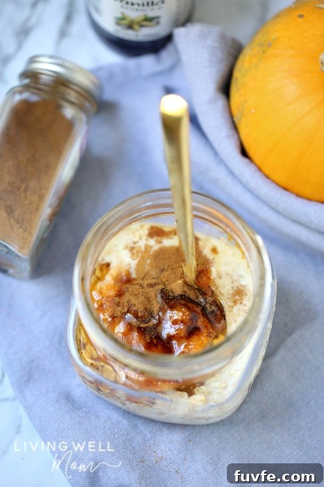 Pumpkin Pie Overnight Oats Recipe for Fall Breakfast 8 maple sweetened pumpkin overnight oats