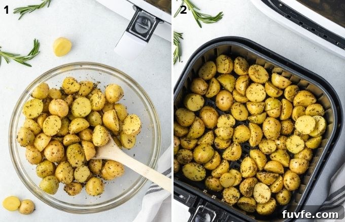Crispy Air Fryer Potatoes with Garlic and Herbs 5 How to make air fryer roasted potatoes