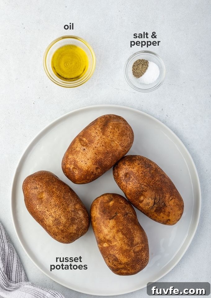 Air fryer baked potatoes recipe ingredients