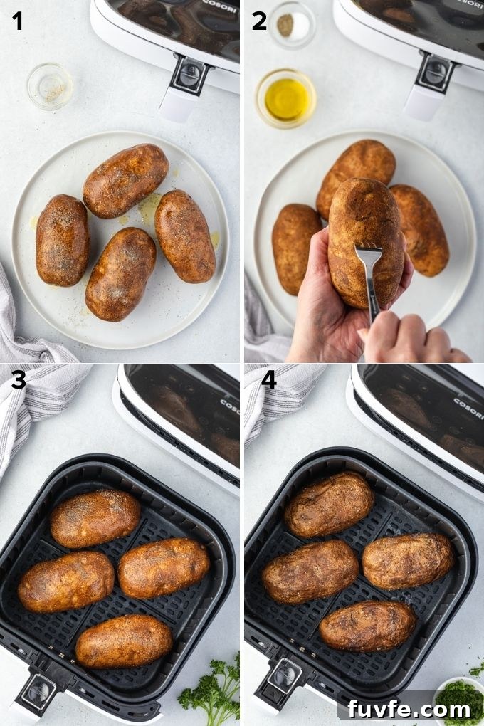 Crispy Air Fryer Baked Potatoes 5 How to make baked potatoes in air fryer
