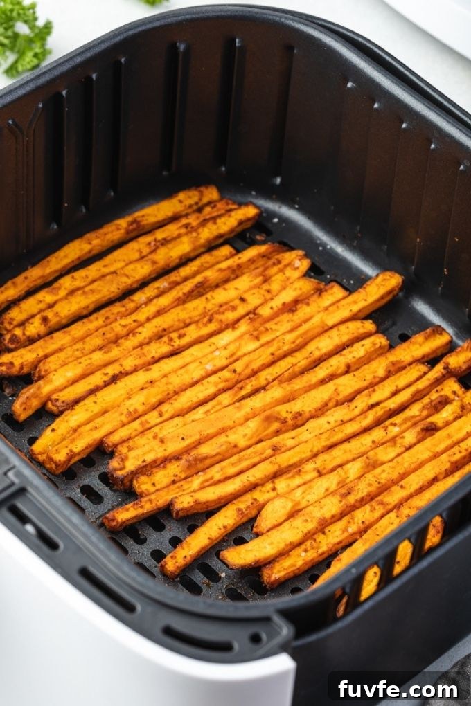 Crispy Air Fryer Sweet Potato Fries 6 Sweet potato fries in air fryer