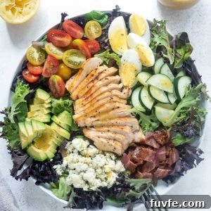Chicken cobb salad in a big bowl