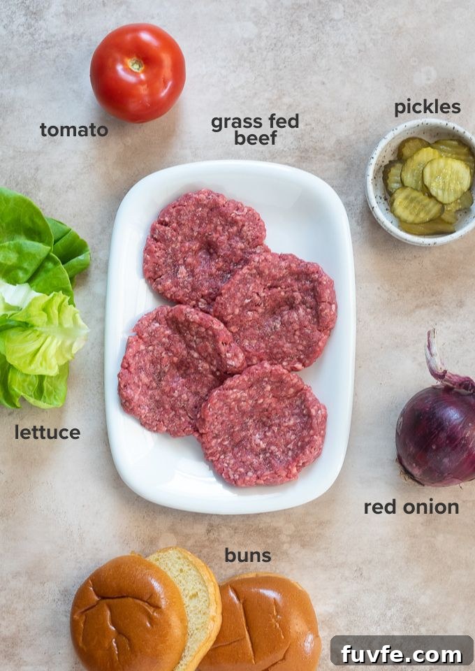 Air fryer burgers ingredients