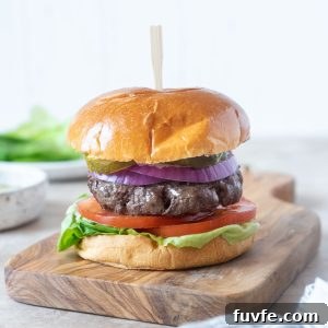Air Fryer Hamburgers on a cutting board