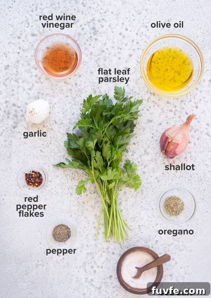 Chimichurri sauce recipe ingredients