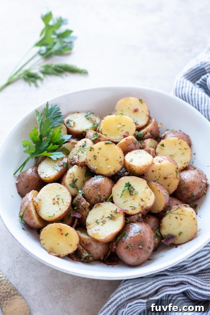 German potato salad in a white bowl