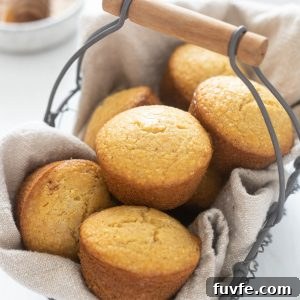 Honey cornbread muffins in a basket