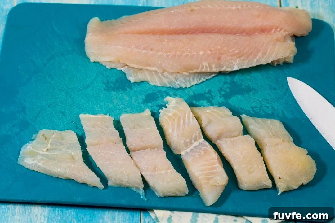 Catfish cut into slices.