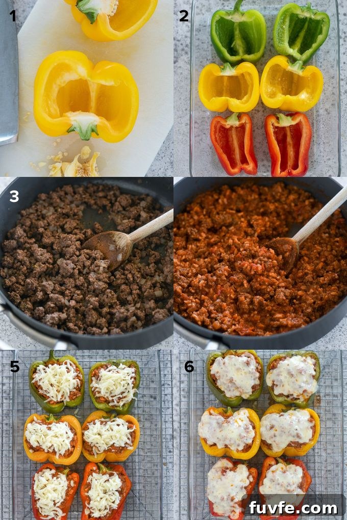 How to make stuffed bell peppers collage