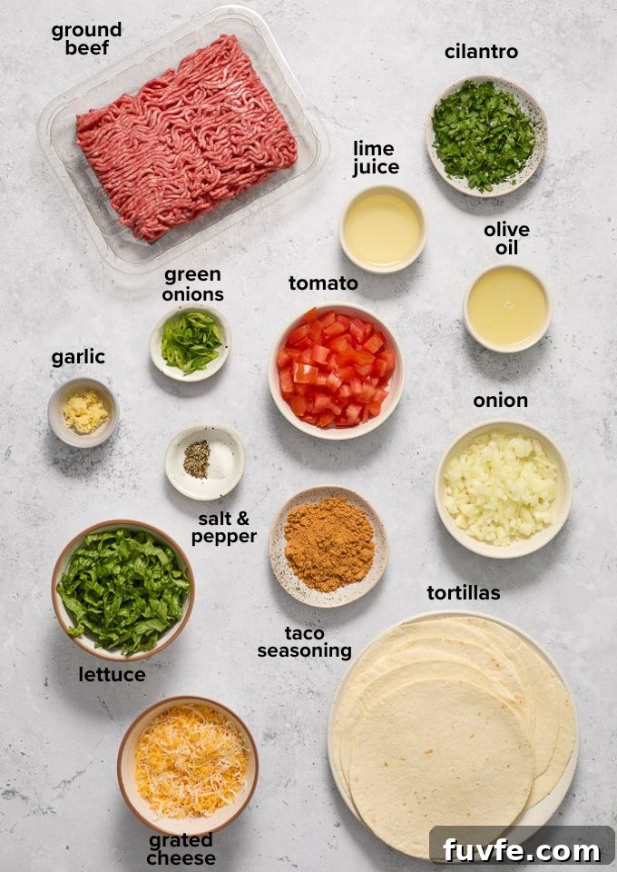 Quick Ground Beef Tacos Recipe for Weeknights 4 Ground beef taco recipe ingredients.