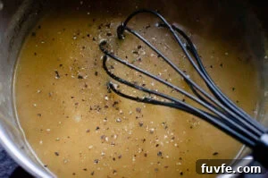 Whisking lamb gravy