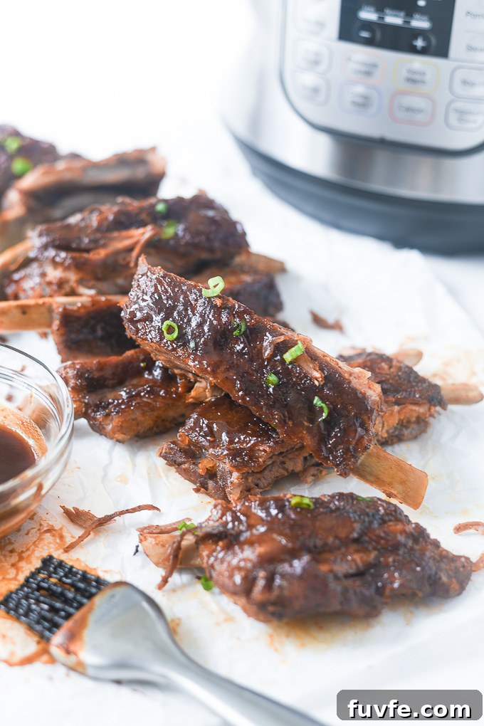 Instant pot spare ribs in front of the pressure cooker