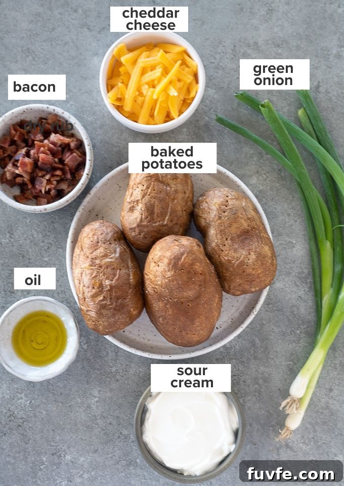 Loaded potato skins ingredients