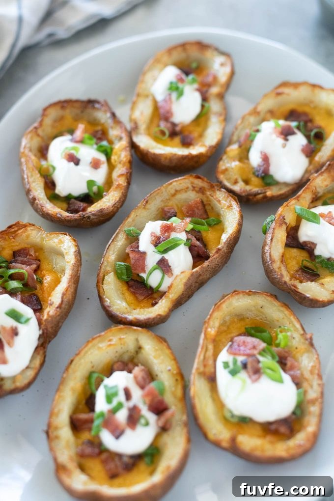 Air fryer potato skins on a platter