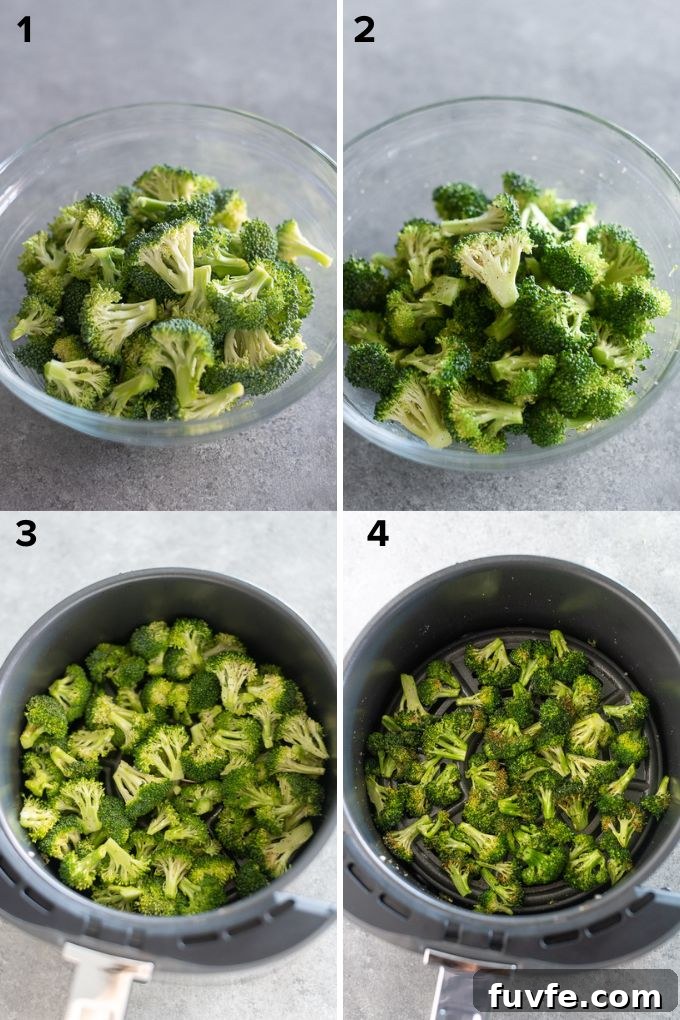 How to make broccoli in air fryer collage