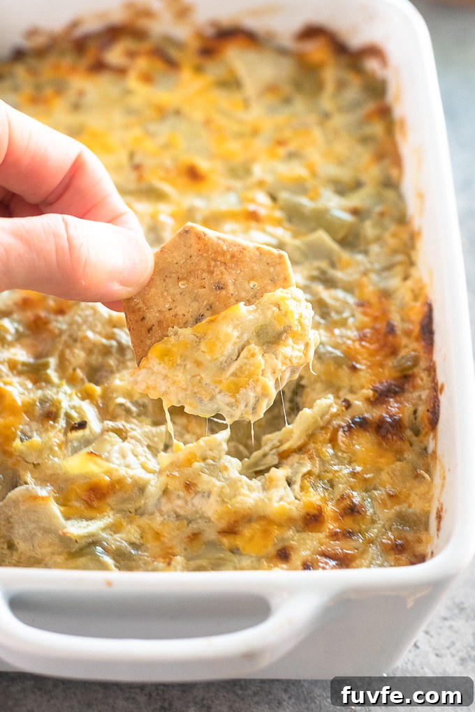 Cracker dipped in artichoke dip
