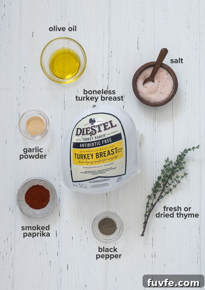How to Roast a Juicy Boneless Turkey Breast 4 Boneless turkey breast roast ingredients