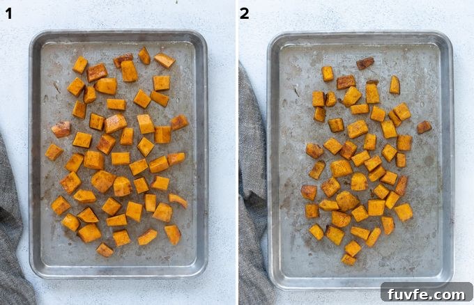 How to roast butternut squash collage