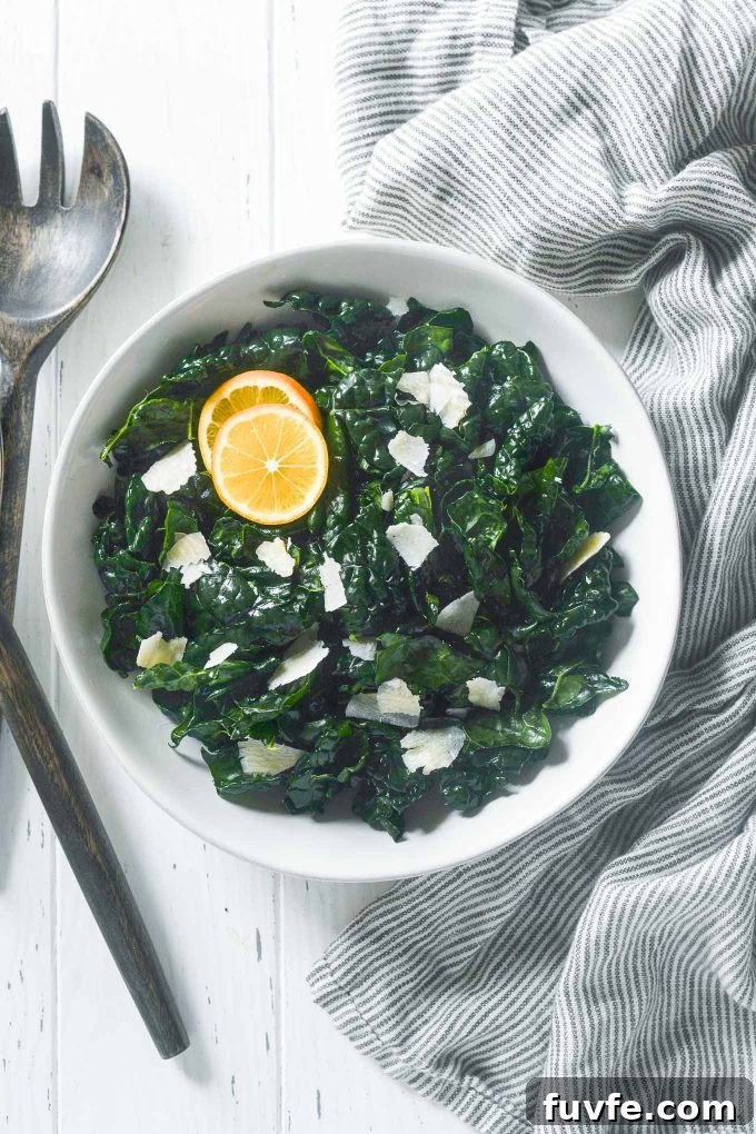 Massaged kale salad with shaved parmesan and lemon