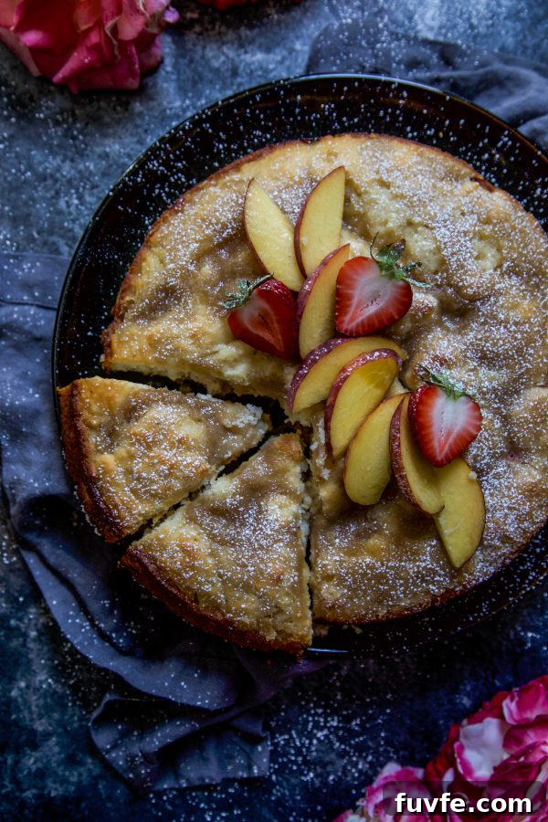 Strawberry and Peach Tahini Cake