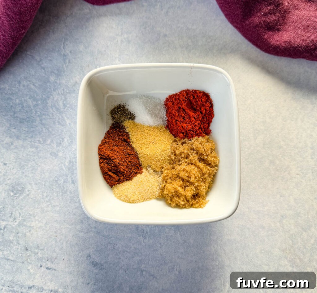 spices for rib dry rub in a white bowl