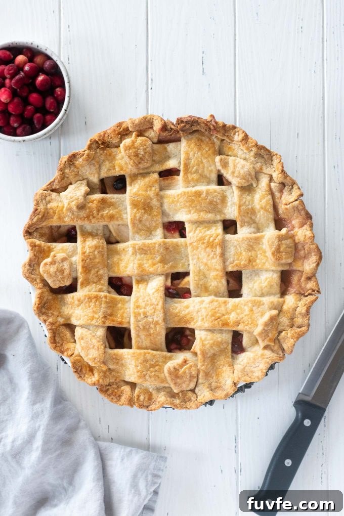Apple Cranberry Pie Recipe with Flaky Homemade Crust 3 Apple cranberry pie with lattice pie crust