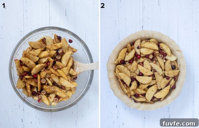 Apple Cranberry Pie Recipe with Flaky Homemade Crust 7 Prepare apple cranberry pie filling