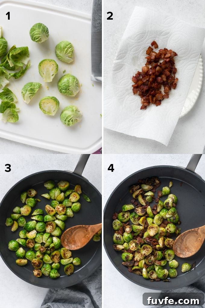 Crispy Roasted Brussels Sprouts with Bacon 5 How to make brussels sprouts with bacon