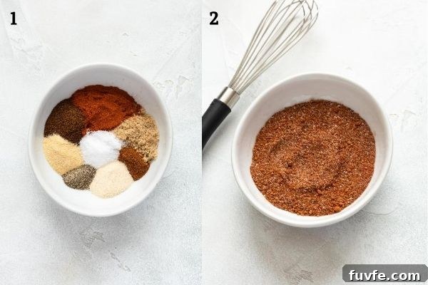BBQ chicken rub before and after blending