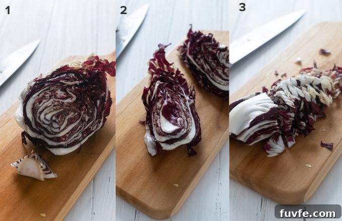 How to cut radicchio collage