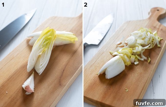How to cut belgian endive