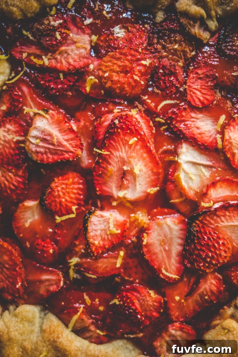 Close up of Vegan Strawberry Galette - Georgie Eats