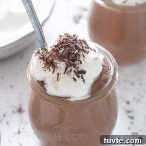Easy Chocolate Mousse in a jar with whipped cream