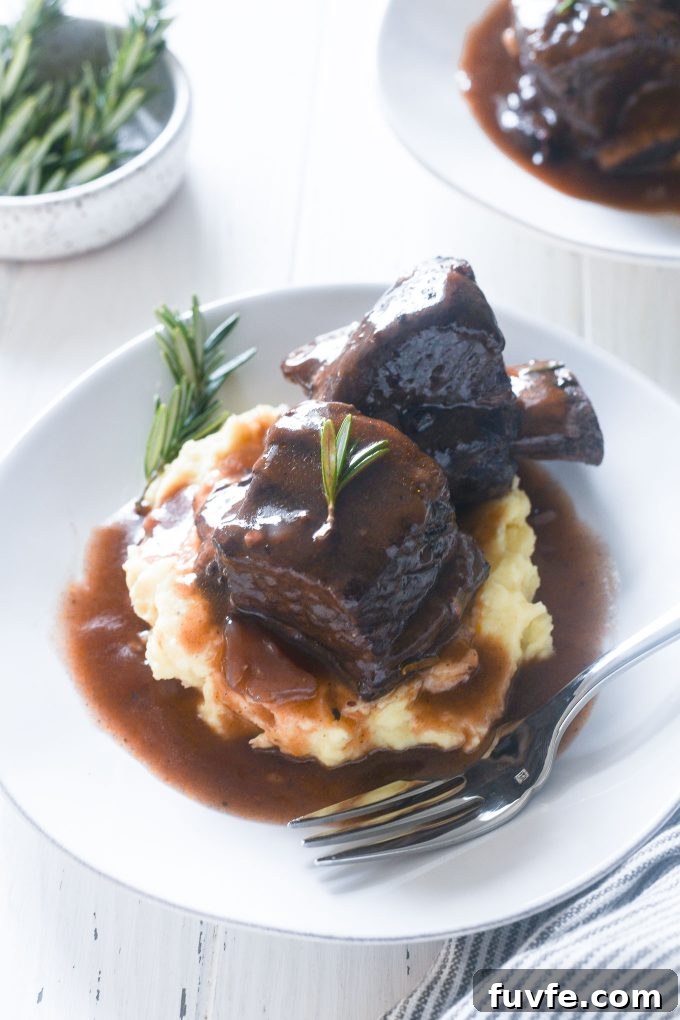 Instant Pot braised short ribs over mashed potatoes