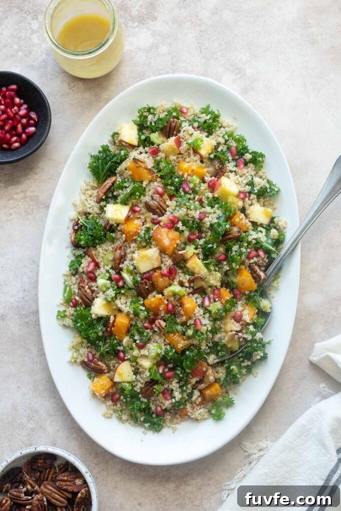 Butternut squash quinoa salad on a serving platter.