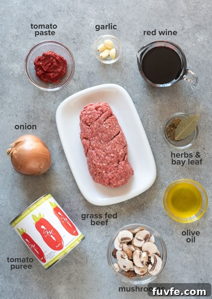 Homemade meat sauce recipe ingredients