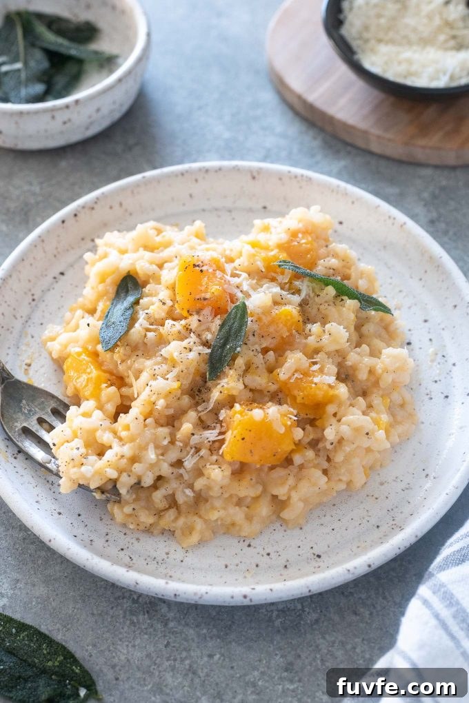 30+ Butternut Squash Recipes for Soups, Roasts and Sides 12 Baked butternut squash risotto on a plate with crispy sage leaves