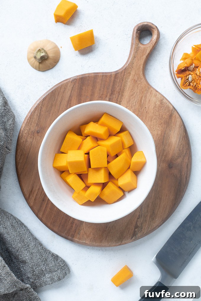 30+ Butternut Squash Recipes for Soups, Roasts and Sides 5 Cubed butternut squash in a bowl