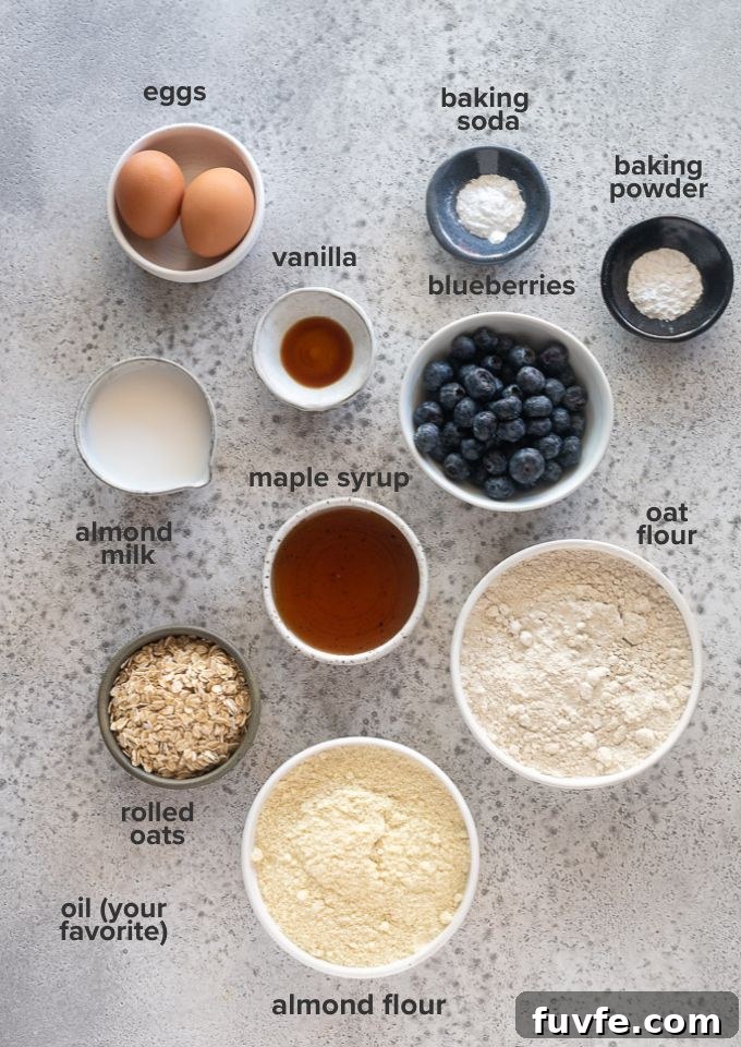 Blueberry oatmeal muffins recipe ingredients